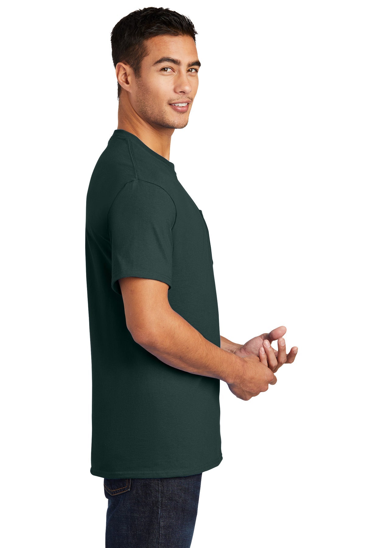 Port & Company® - Essential Pocket Tee. PC61P [Dark Green] - DFW Impression