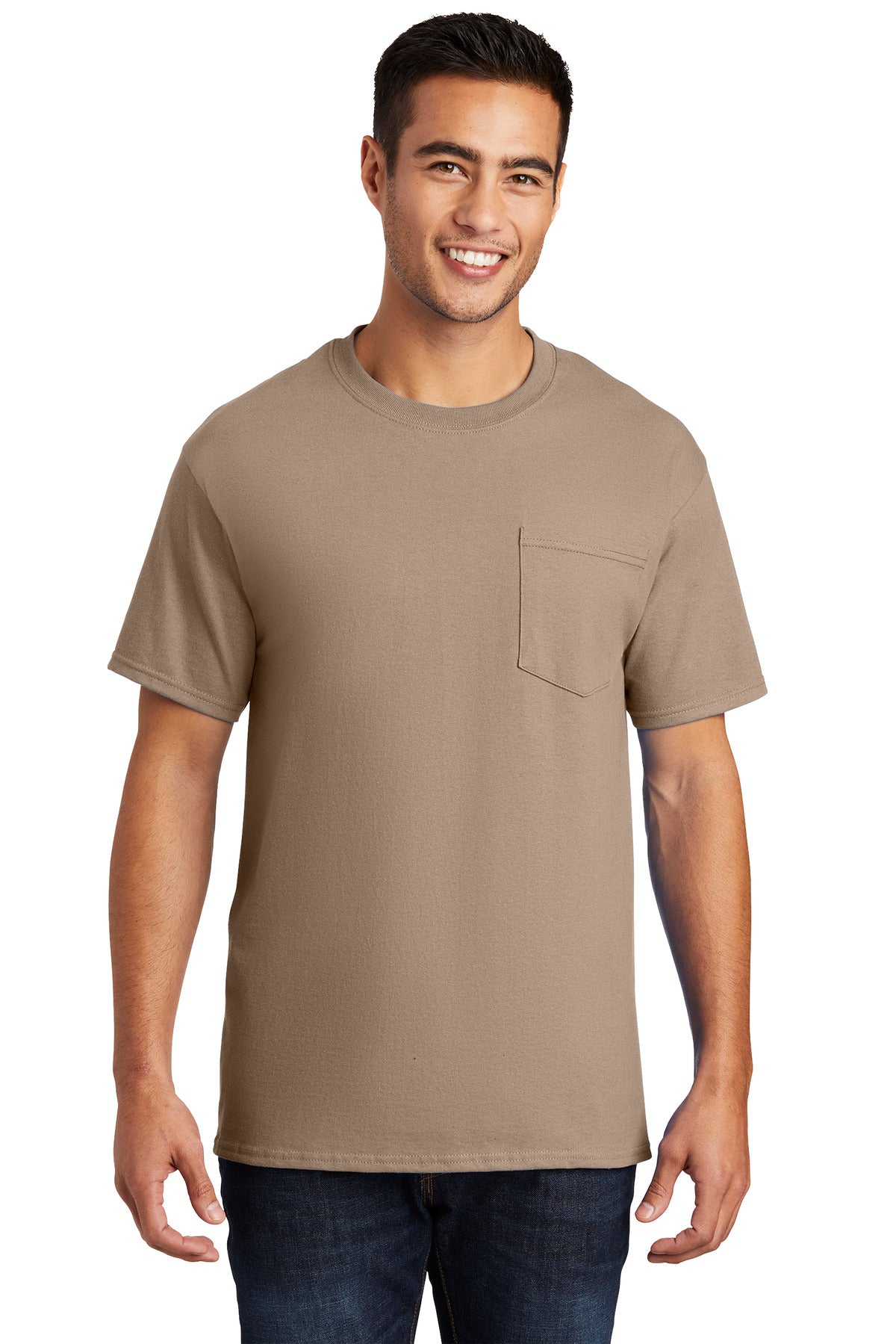 Port & Company® - Essential Pocket Tee. PC61P [Sand] - DFW Impression