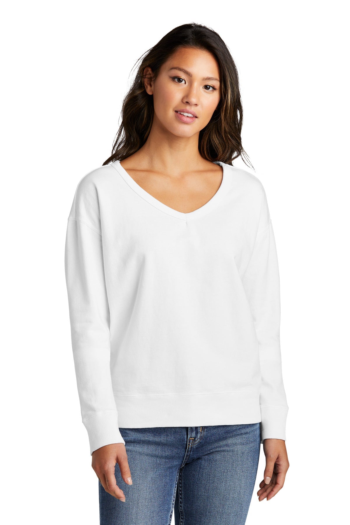 Port & Company® Ladies Beach Wash® Garment-Dyed V-Neck Sweatshirt LPC098V - DFW Impression