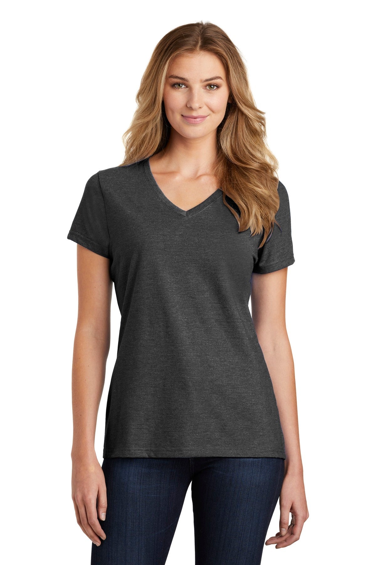 Port & Company ® Ladies Fan Favorite ™ Blend V-Neck Tee. LPC455V [Black Heather] - DFW Impression