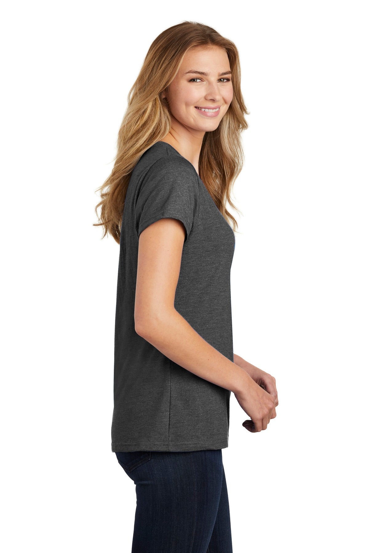 Port & Company ® Ladies Fan Favorite ™ Blend V-Neck Tee. LPC455V [Black Heather] - DFW Impression