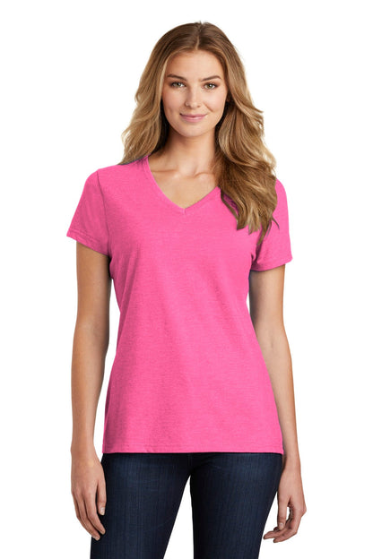 Port & Company ® Ladies Fan Favorite ™ Blend V-Neck Tee. LPC455V [Neon Pink Heather] - DFW Impression