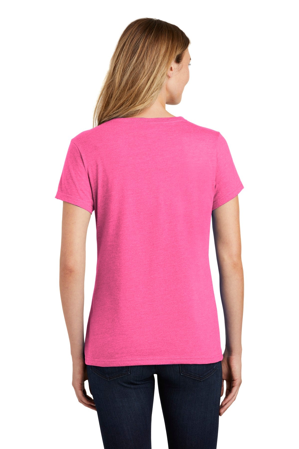 Port & Company ® Ladies Fan Favorite ™ Blend V-Neck Tee. LPC455V [Neon Pink Heather] - DFW Impression