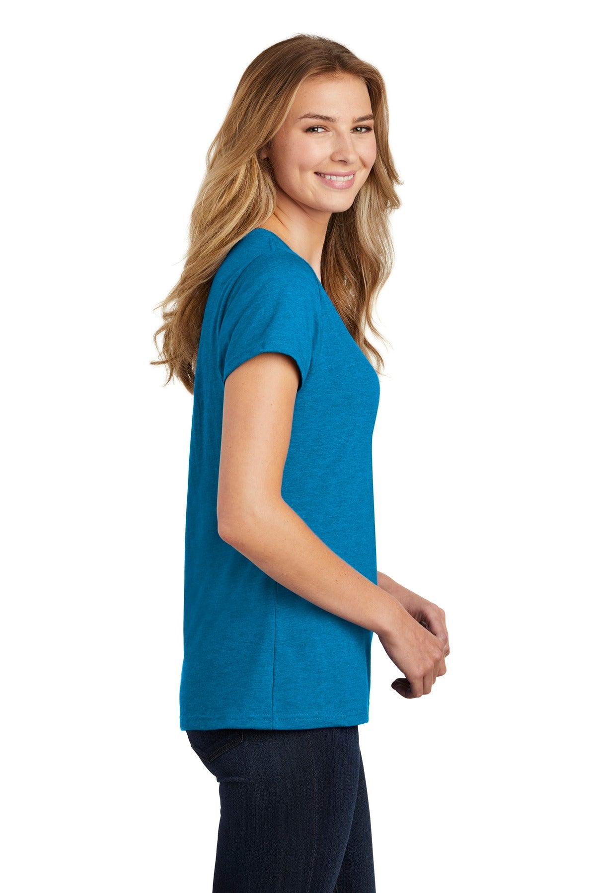 Port & Company ® Ladies Fan Favorite ™ Blend V-Neck Tee. LPC455V [Sapphire Heather] - DFW Impression