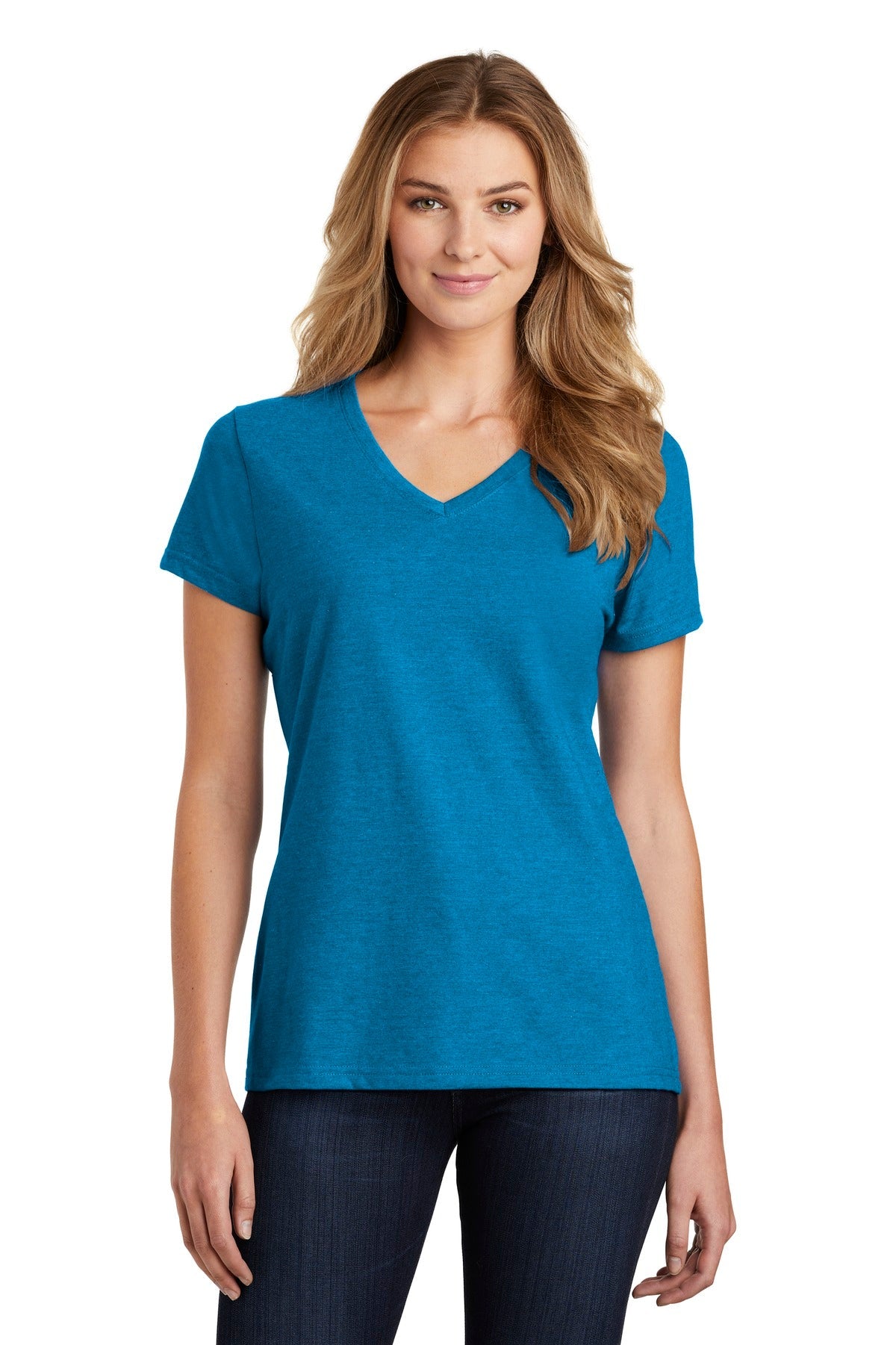 Port & Company ® Ladies Fan Favorite ™ Blend V-Neck Tee. LPC455V [Sapphire Heather] - DFW Impression