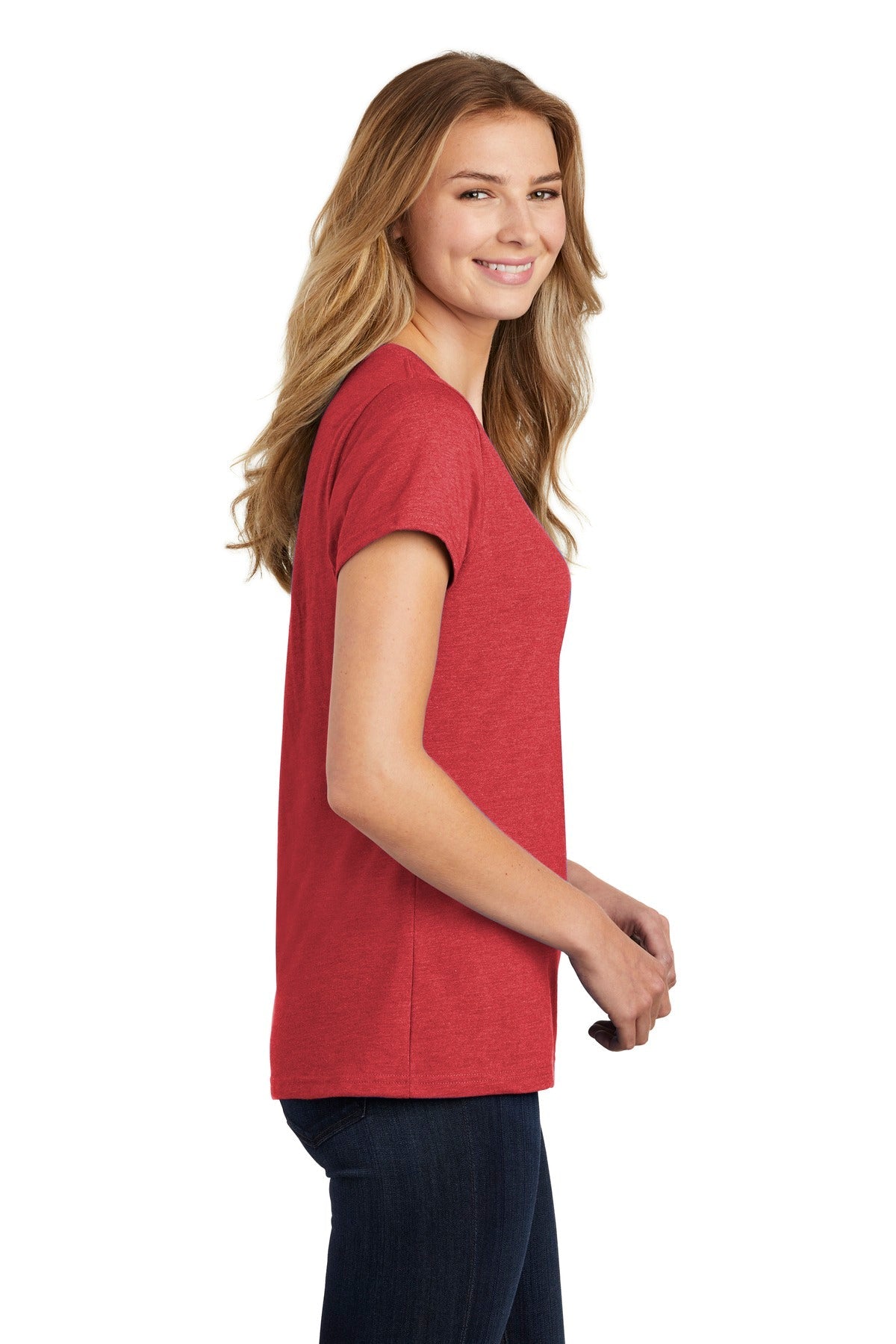 Port & Company ® Ladies Fan Favorite ™ Blend V-Neck Tee. LPC455V [Team Cardinal Heather] - DFW Impression