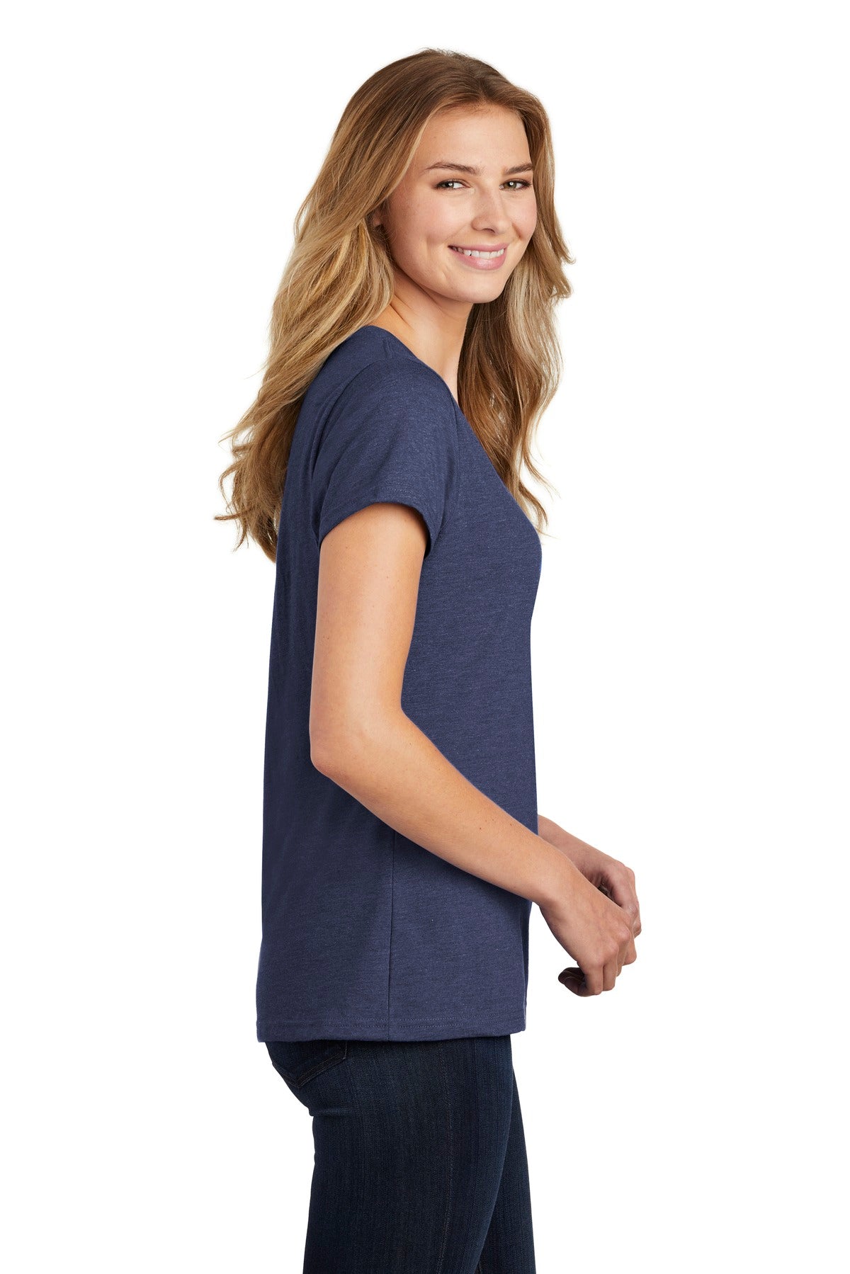 Port & Company ® Ladies Fan Favorite ™ Blend V-Neck Tee. LPC455V [Team Navy Heather] - DFW Impression