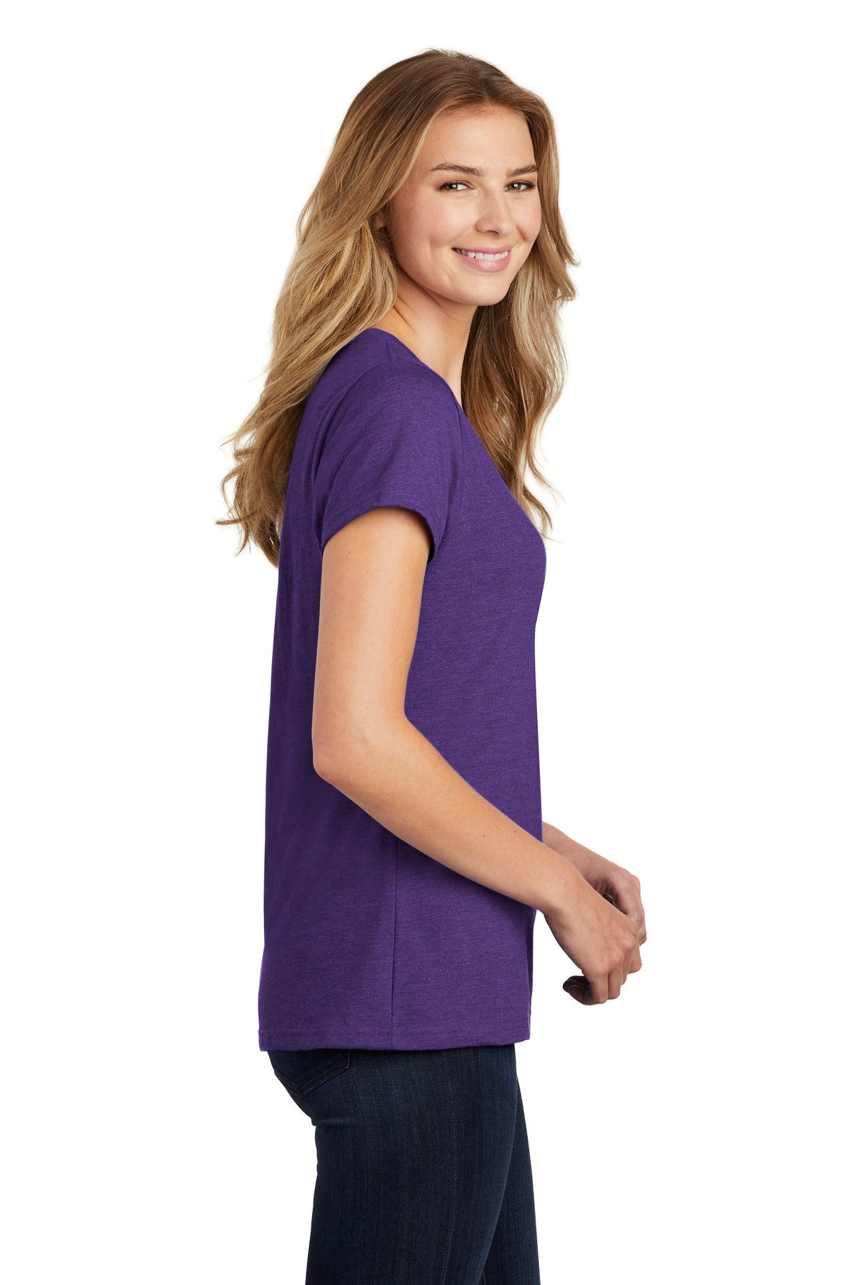 Port & Company ® Ladies Fan Favorite ™ Blend V-Neck Tee. LPC455V [Team Purple Heather] - DFW Impression