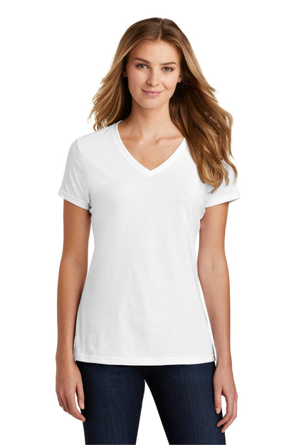 Port & Company ® Ladies Fan Favorite ™ Blend V-Neck Tee. LPC455V [White] - DFW Impression