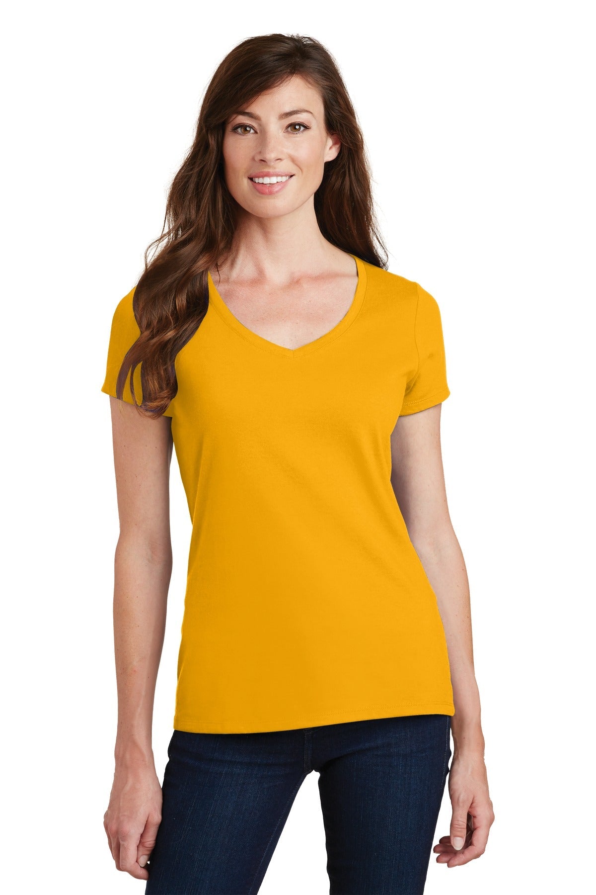 Port & Company® Ladies Fan Favorite V-Neck Tee. LPC450V [Bright Gold] - DFW Impression