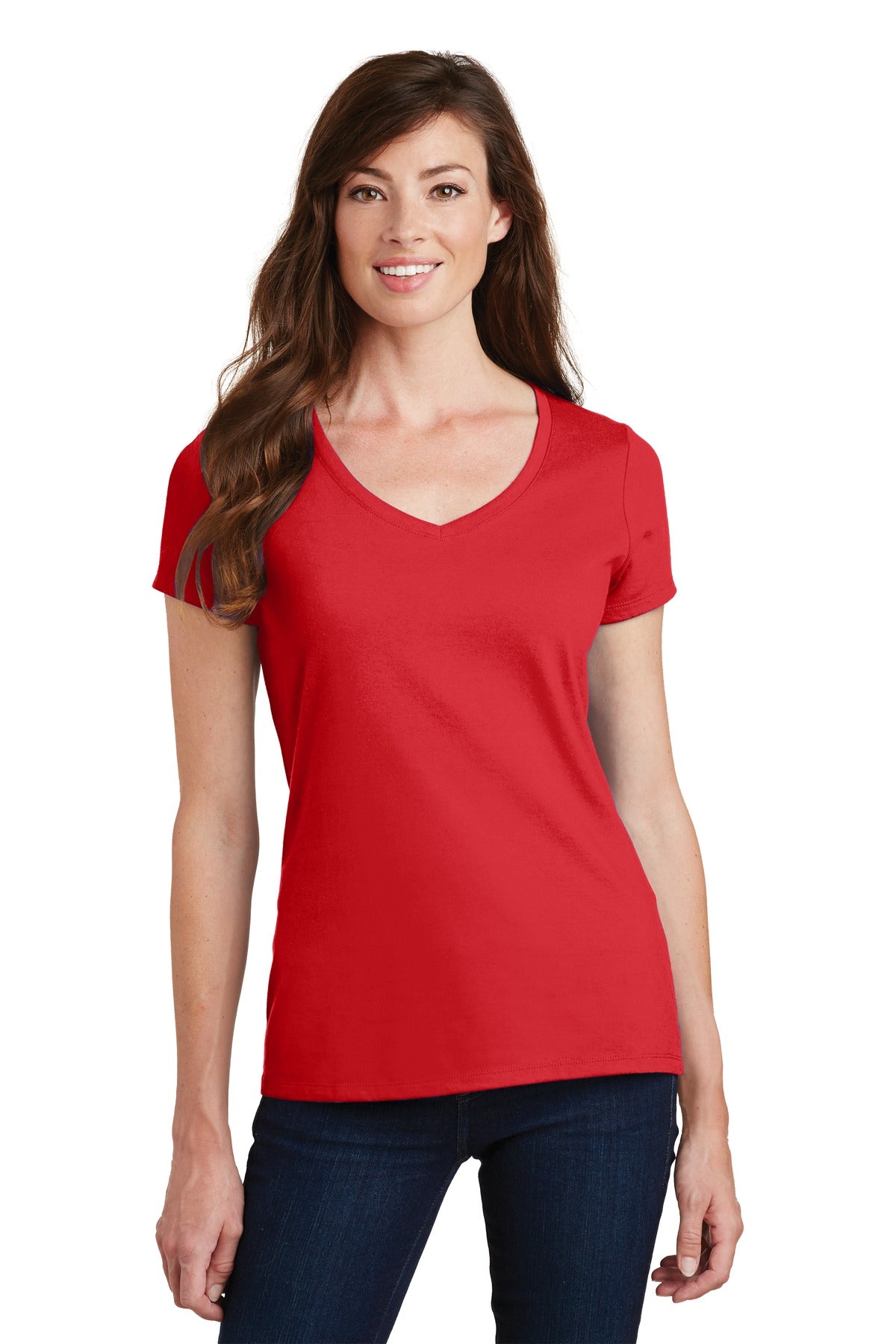 Port & Company® Ladies Fan Favorite V-Neck Tee. LPC450V [Bright Red] - DFW Impression