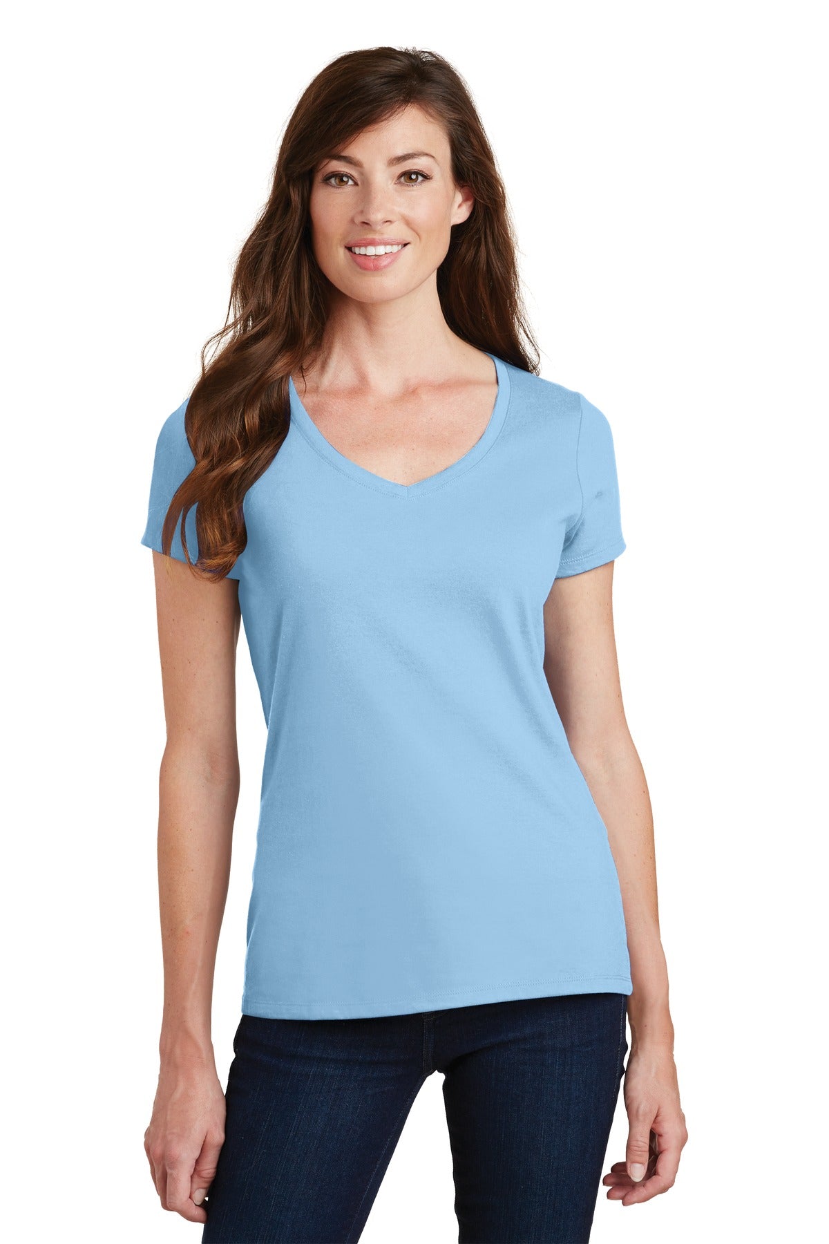 Port & Company® Ladies Fan Favorite V-Neck Tee. LPC450V [Light Blue] - DFW Impression