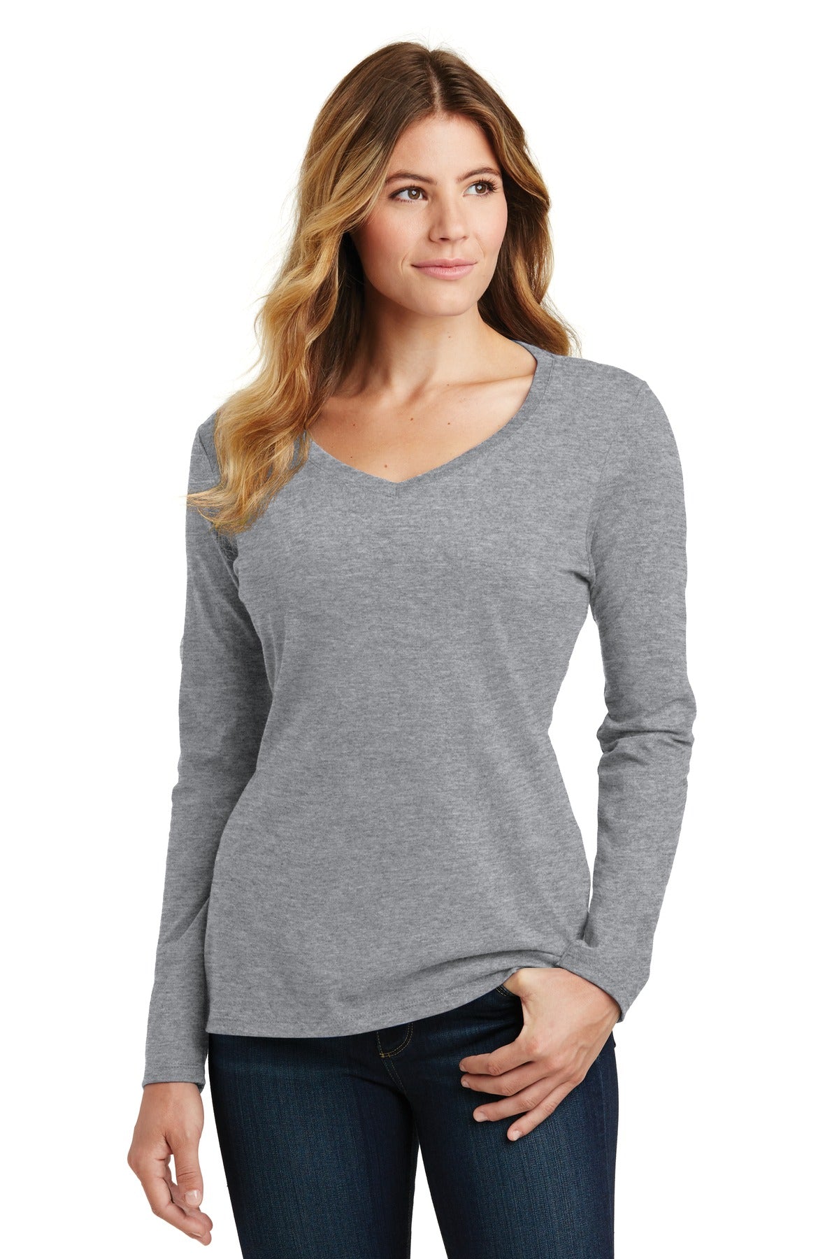 Port & Company® Ladies Long Sleeve Fan Favorite V-Neck Tee. LPC450VLS - DFW Impression