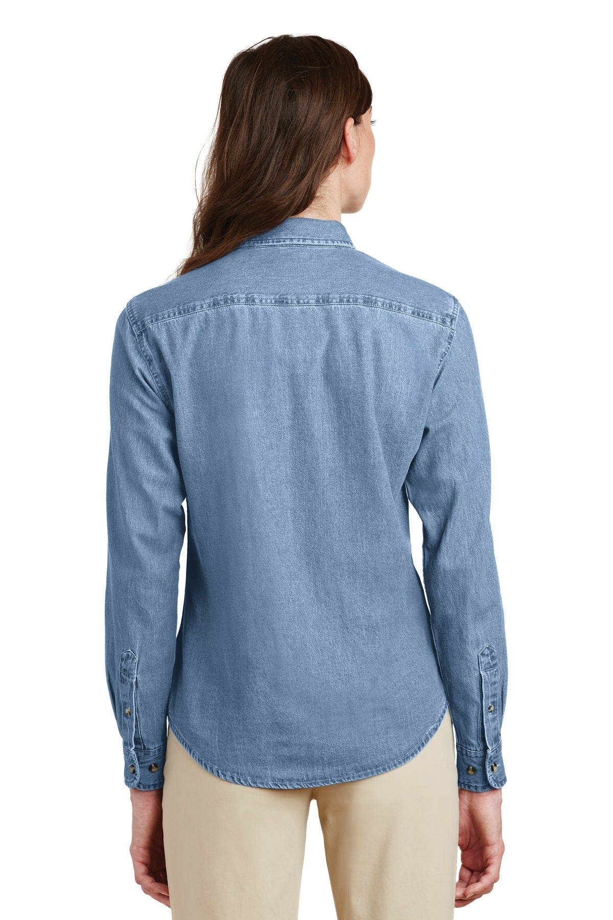 Port & Company® - Ladies Long Sleeve Value Denim Shirt. LSP10 - DFW Impression