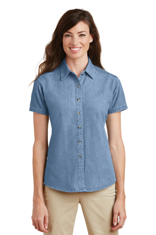 Port & Company® - Ladies Short Sleeve Value Denim Shirt. LSP11 - DFW Impression