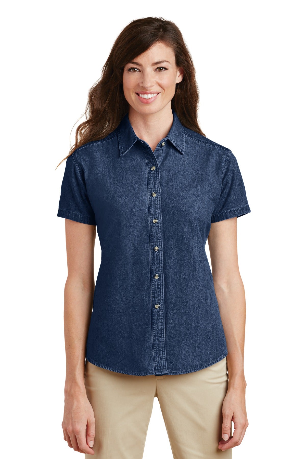 Port & Company® - Ladies Short Sleeve Value Denim Shirt. LSP11 - DFW Impression