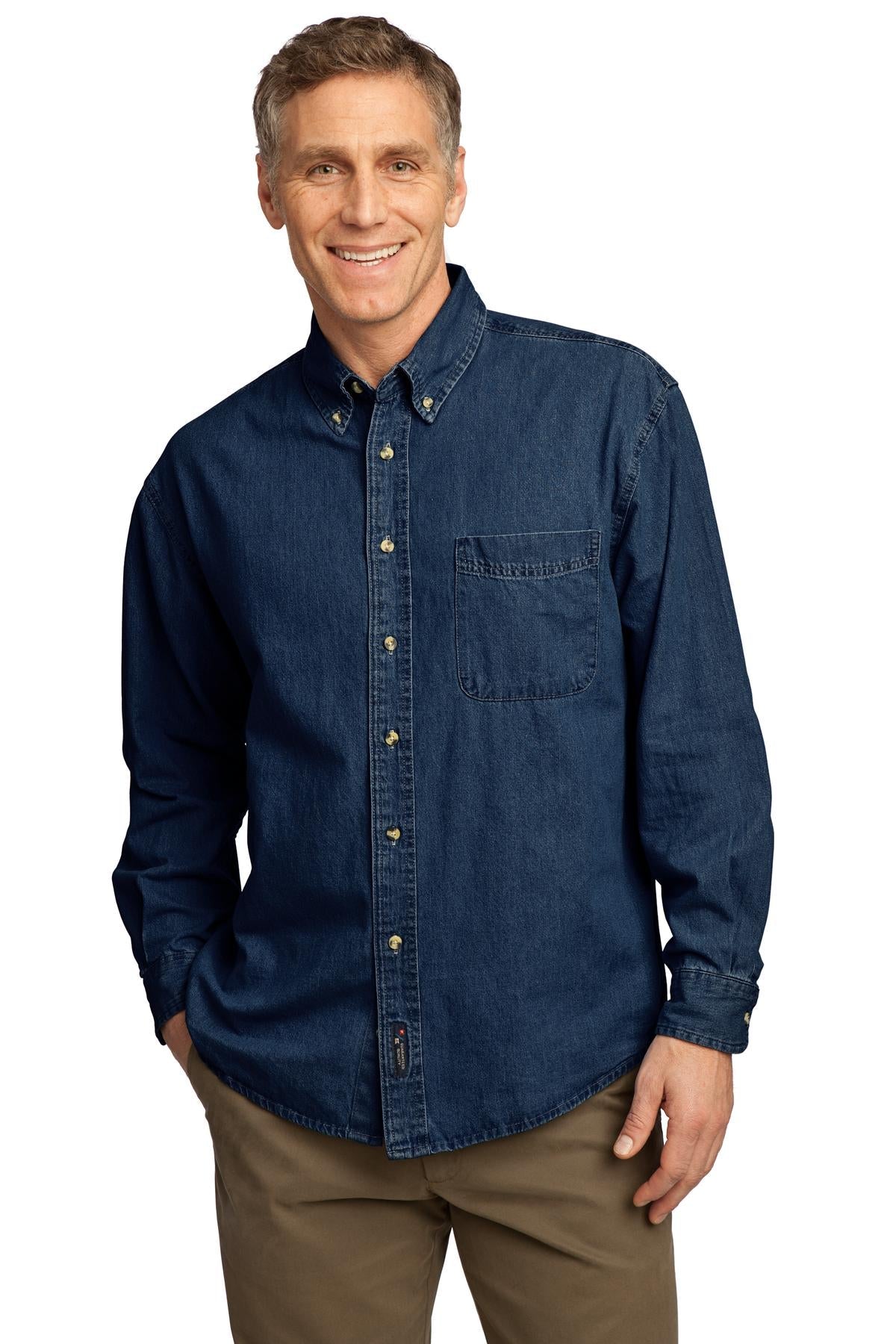 Port & Company® - Long Sleeve Value Denim Shirt. SP10 - DFW Impression