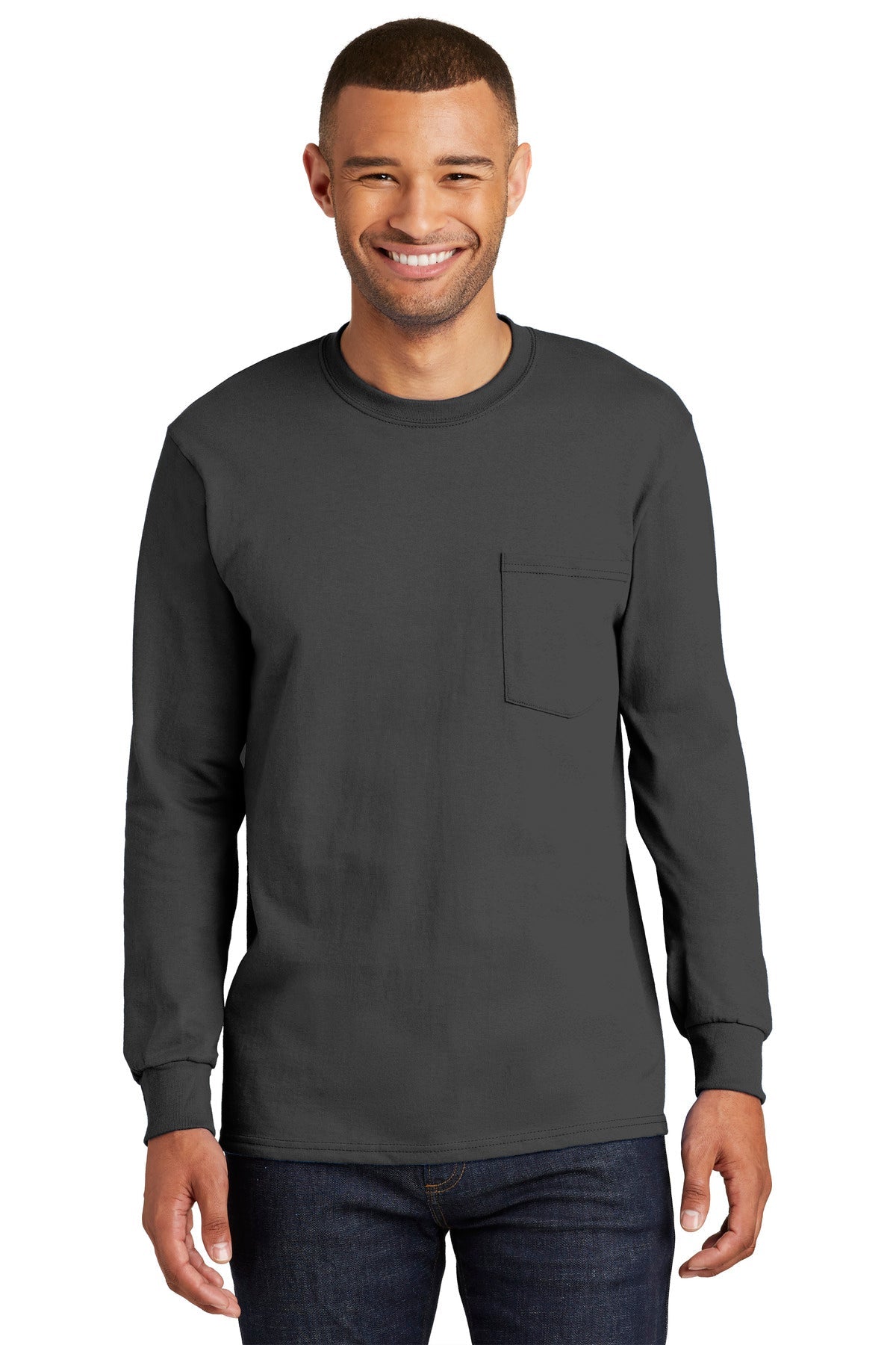 Port & Company® Tall Long Sleeve Essential Pocket Tee. PC61LSPT - DFW Impression