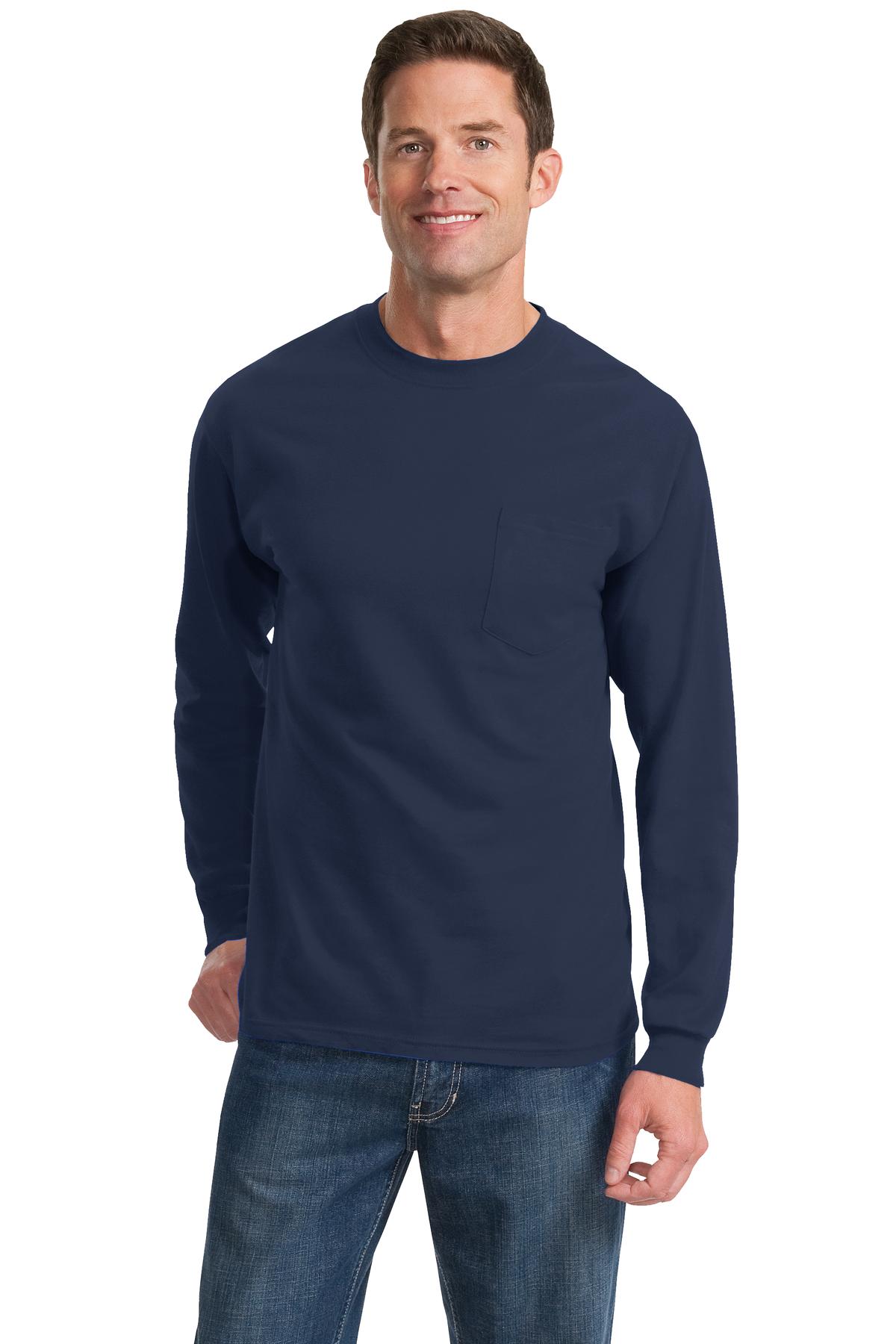 Port & Company® Tall Long Sleeve Essential Pocket Tee. PC61LSPT - DFW Impression