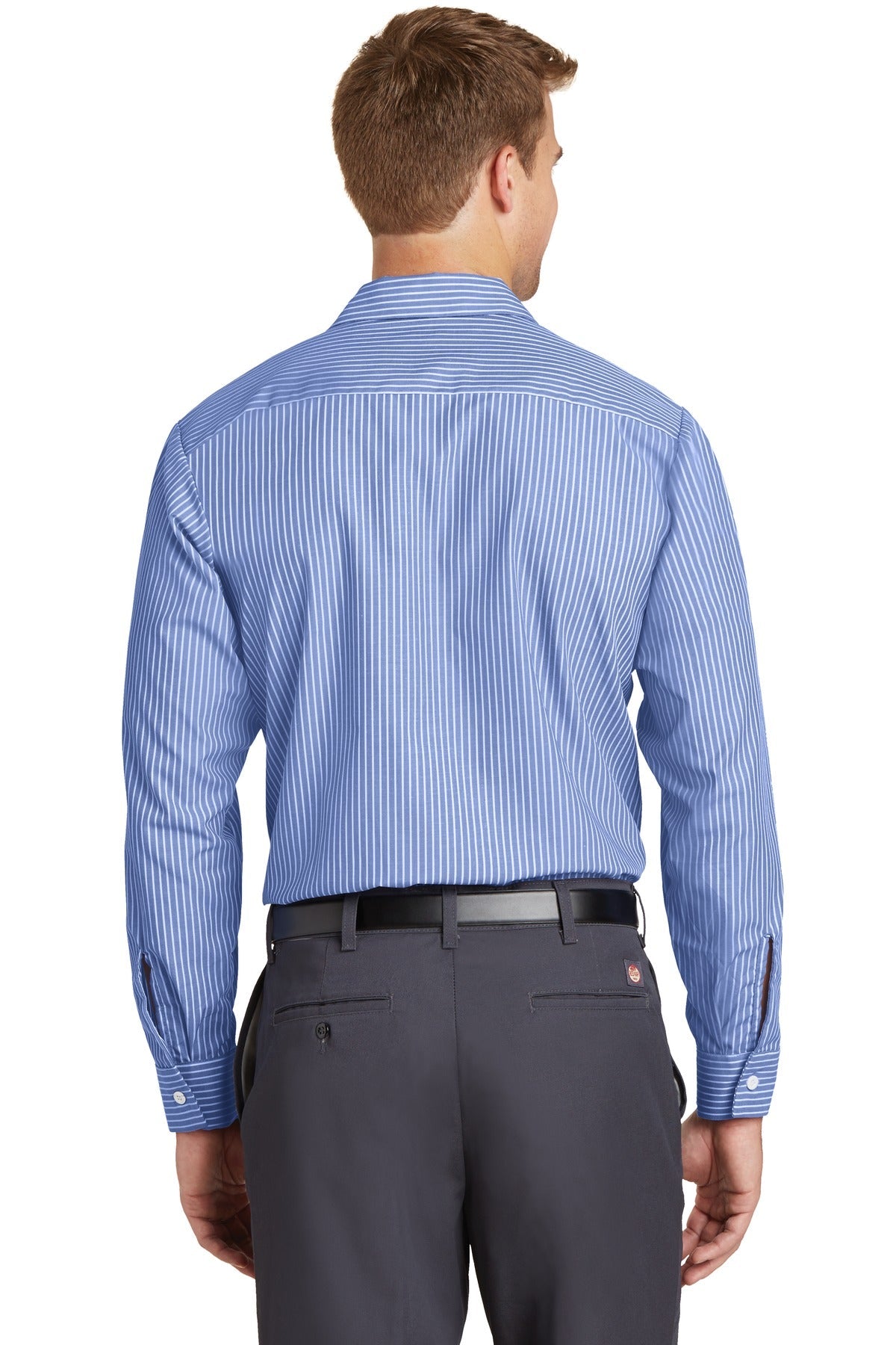 Red Kap® Long Size, Long Sleeve Striped Industrial Work Shirt. CS10LONG - DFW Impression