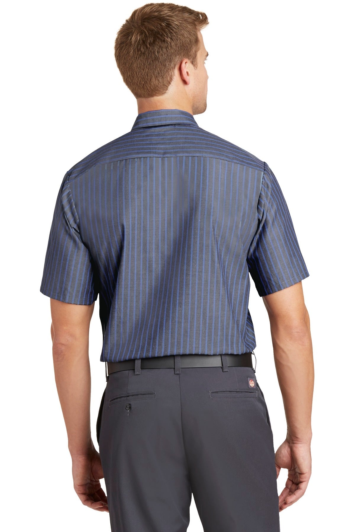 Red Kap® Short Sleeve Striped Industrial Work Shirt. CS20 - DFW Impression