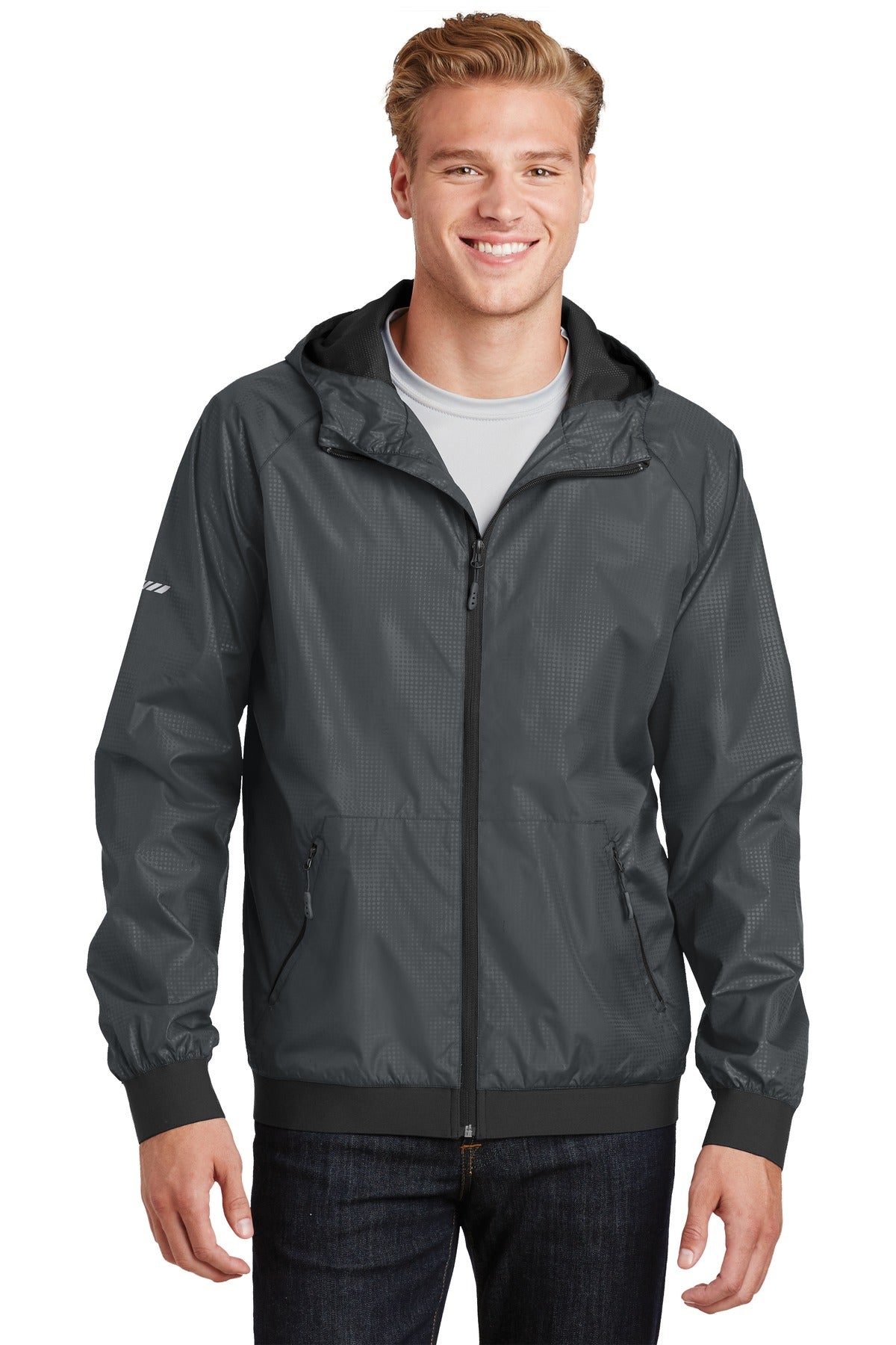 Sport-Tek® Embossed Hooded Wind Jacket. JST53 - DFW Impression