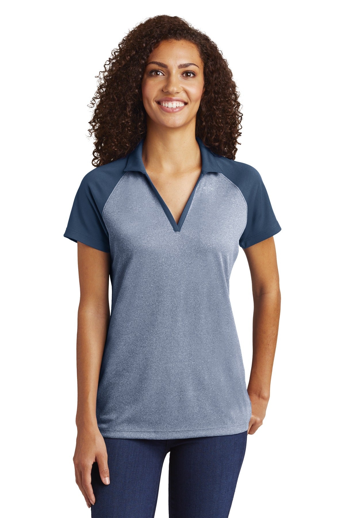 Sport-Tek ® Ladies PosiCharge ® RacerMesh ® Raglan Heather Block Polo. LST641 - DFW Impression