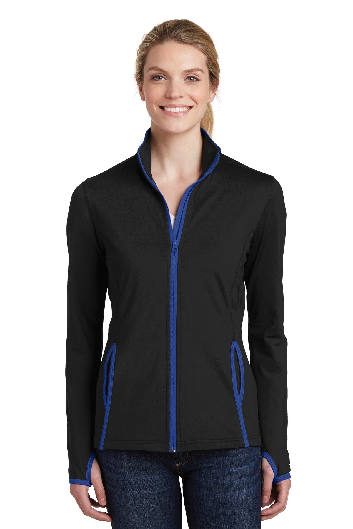 Sport-Tek® Ladies Sport-Wick® Stretch Contrast Full-Zip Jacket. LST853 - DFW Impression