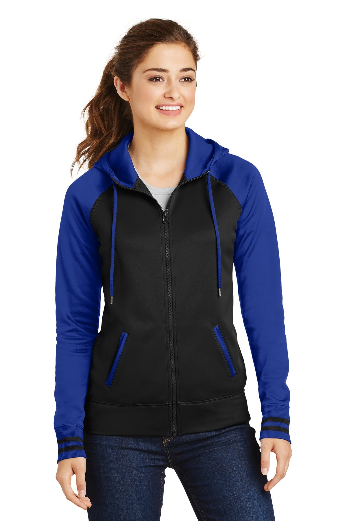Sport-Tek® Ladies Sport-Wick® Varsity Fleece Full-Zip Hooded Jacket. LST236 - DFW Impression