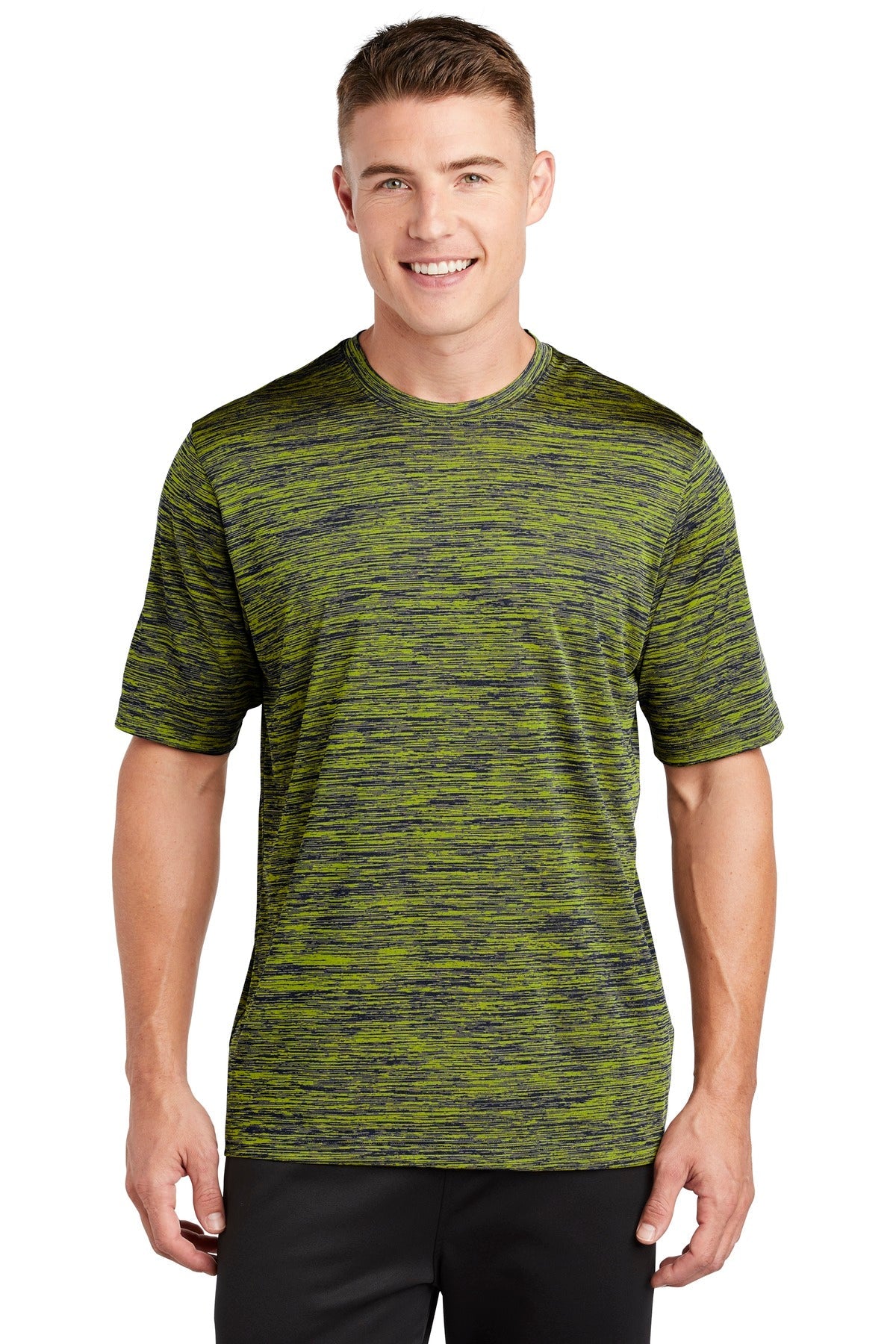 Sport-Tek® PosiCharge® Electric Heather Tee. ST390 [Lime Shock-True Navy Electric] - DFW Impression