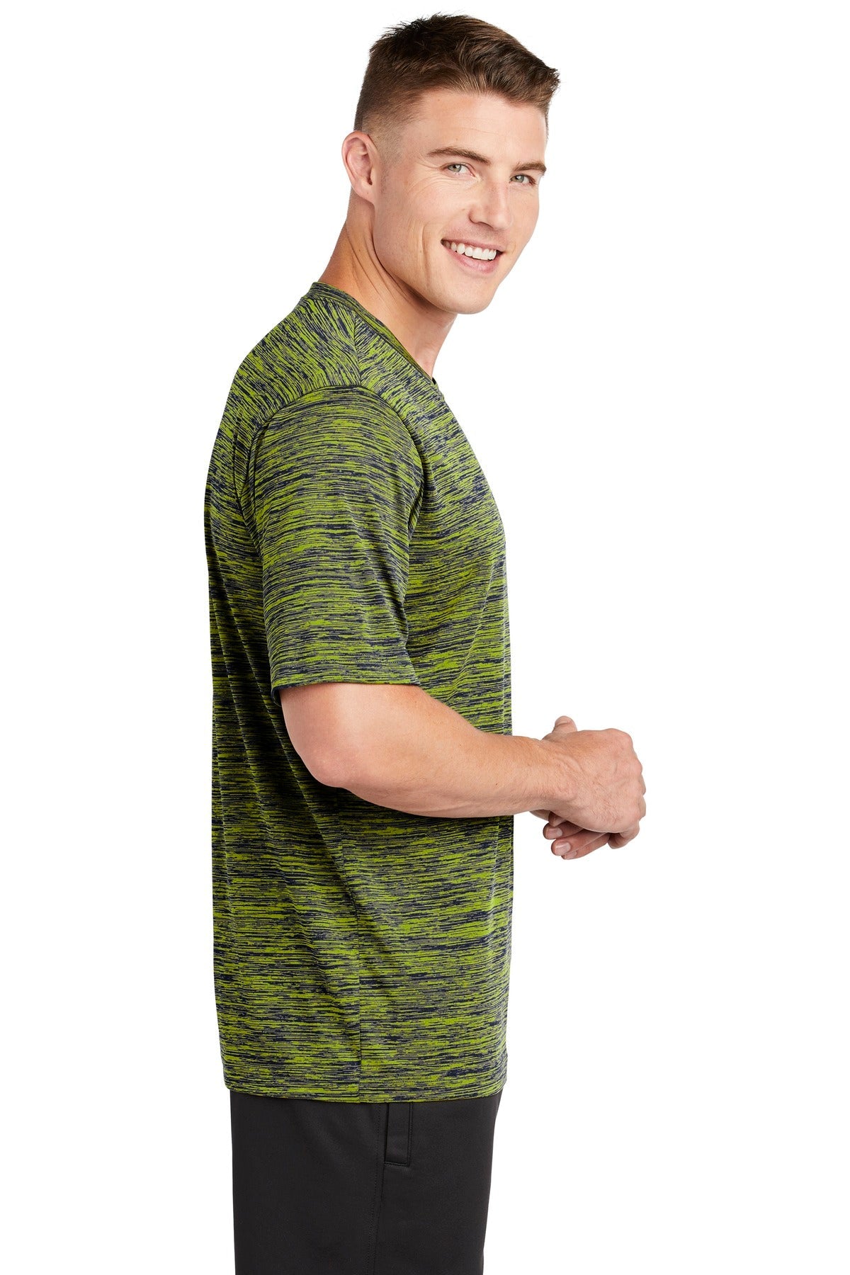 Sport-Tek® PosiCharge® Electric Heather Tee. ST390 [Lime Shock-True Navy Electric] - DFW Impression