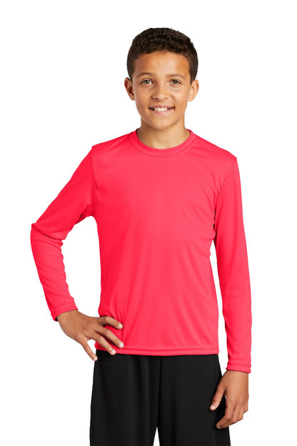Sport-Tek® Youth Long Sleeve PosiCharge® Competitor™ Tee. YST350LS [Hot Coral] - DFW Impression