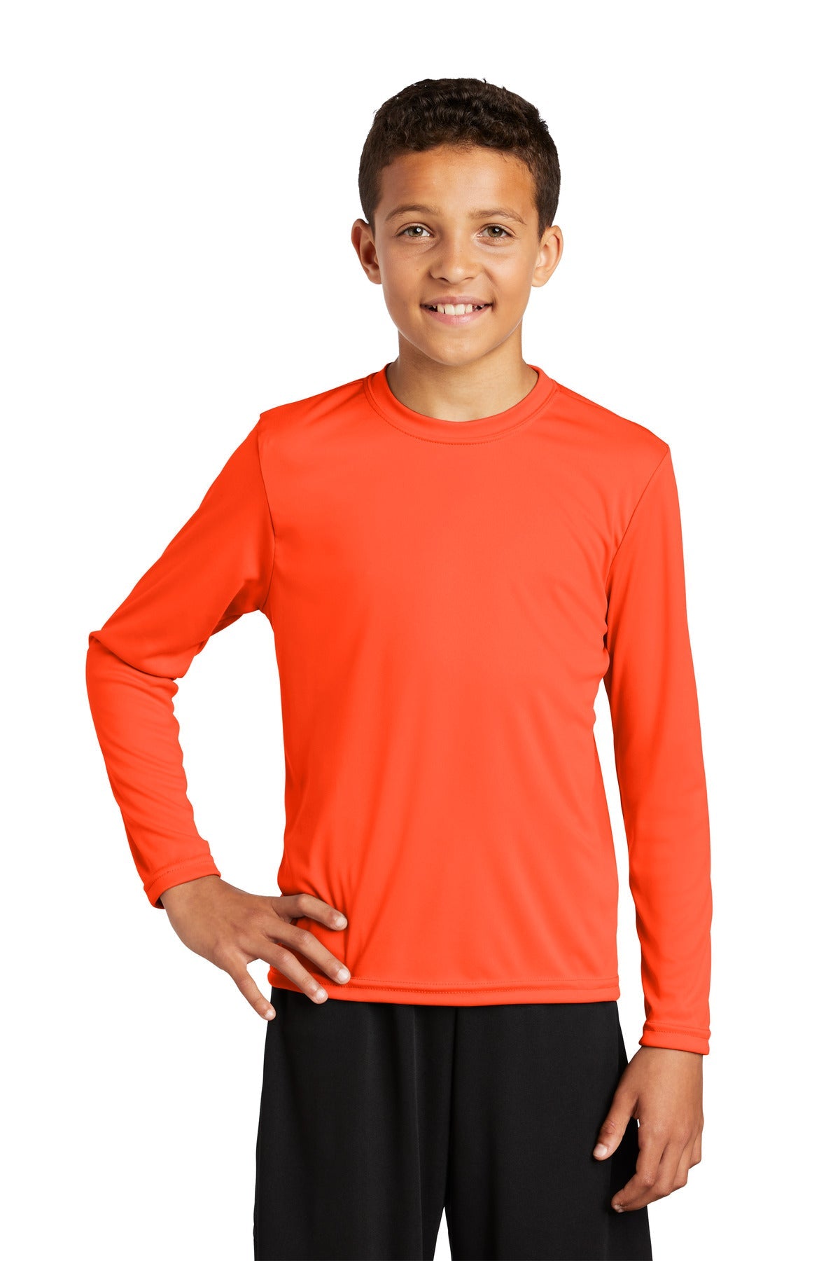 Sport-Tek® Youth Long Sleeve PosiCharge® Competitor™ Tee. YST350LS [Neon Orange] - DFW Impression
