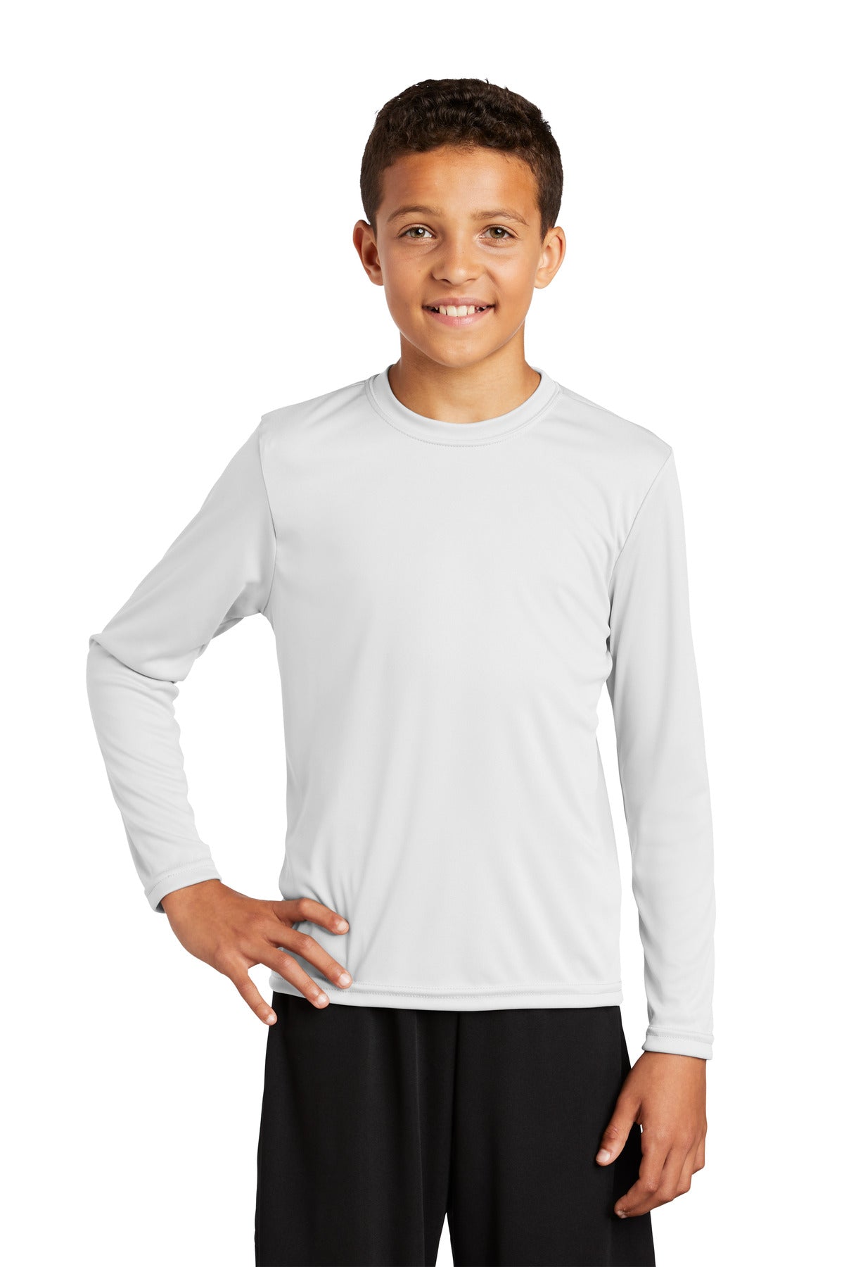 Sport-Tek® Youth Long Sleeve PosiCharge® Competitor™ Tee. YST350LS [White] - DFW Impression